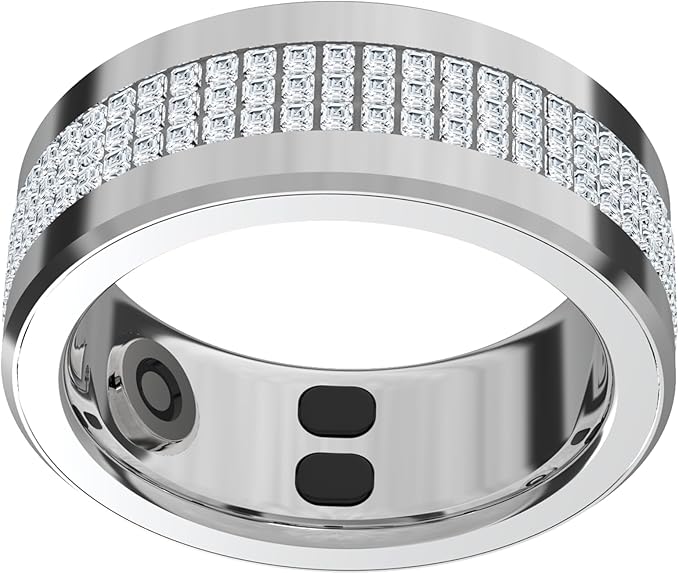 Jewels Smart Ring Health Tracker 18.2mm, 5 Days Working Time, Sports Mode, Sleep Monitor, Heart Rate, Calorie Counter, Blood Oxygen – Silver-FlexoryFit