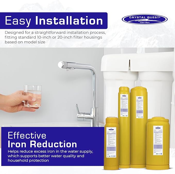 Crystal Quest Iron Filter Cartridge – Reduces Iron, Prevents Stains, Enhances Water Clarity, Protects Plumbing & Appliances, Reliable Filtration for Clean Water, Long-Lasting Performance