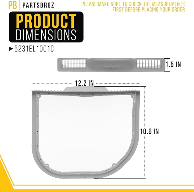 PartsBroz 5231EL1001C Dryer Lint Trap Filter Screen (2-Pack) for LG Dryer Lint Filter Replacement, Kenmore Elite Dryer Parts DLE1101W DLE1501W DLE4970W DLE5001W DLE7300WE DLEX5170W DLE4870W DLE7100W