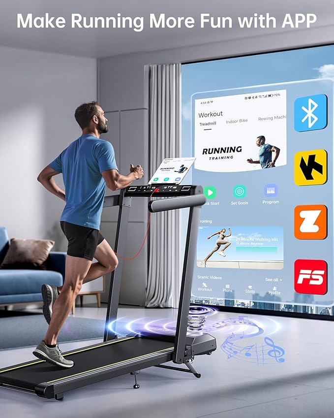 Walking Pad Treadmill with 12% Incline, 4 in 1 Folding Treadmill for Home/Office with Handle Bar, 2.5HP Under Desk Treadmills Portable Walking Pad with App & Bluetooth Speaker, 0.6-10MPH-FlexoryFit