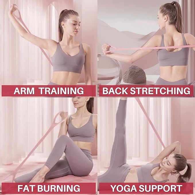 LEZER Figure 8 Resistance Band, Fitness Elastic Rope, Execrise Workout for Arm, Back, Chest and Shoulder, Yoga, Pilates, Stretching, Physical Therapy Equipment-FlexoryFit