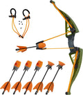 Zing Air Hunterz Z-Curve Bow Pack, 1 Green Bow, 4 Orange Zonic Whistle Arrows, 2 Orange Suction Cup Arrows and 1 Bungee, Shoots Arrows Up to 200 Feet