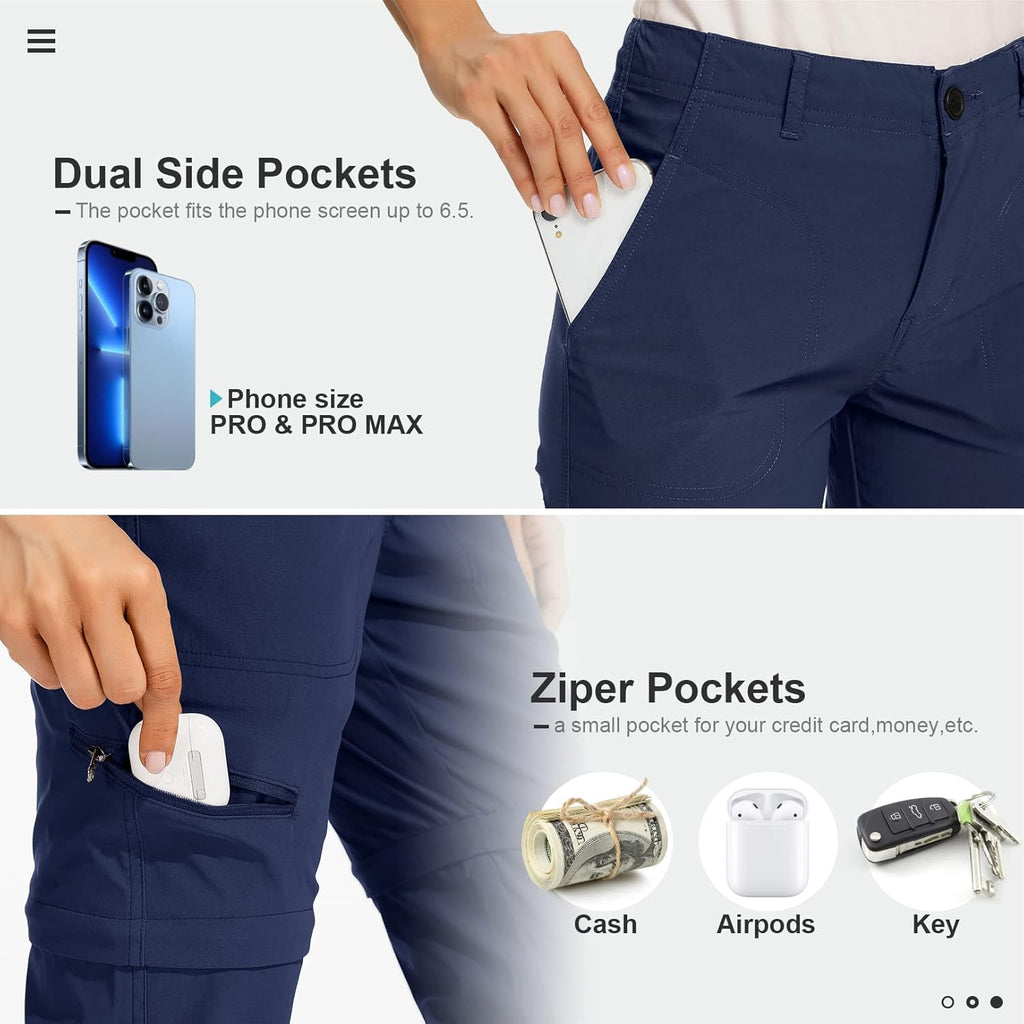 Women's Hiking Pants Convertible Zip Off Lightweight Quick Dry Outdoor Travel Camping Safari fising Pants