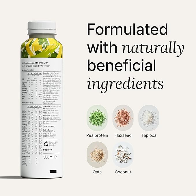 Huel Ready-to-Drink | Banana Meal Replacement Drink | High Protein Drink | Nutritionally Complete, Low Sugar, High Fiber, Plant Based, Vegan, Healthy | 20g Protein Per Bottle, 16.9 Fl Oz (12 Pack)-FlexoryFit