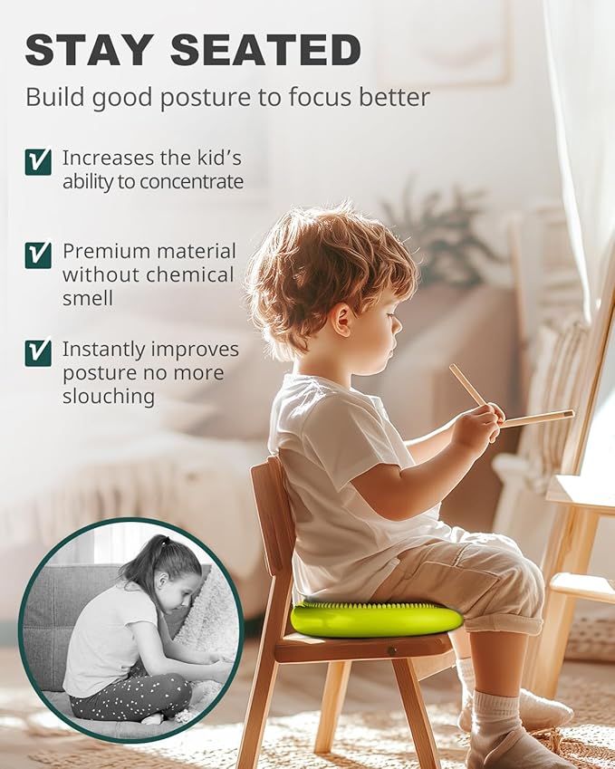 Trideer Wobble Cushion with Inflation Pump - Wiggle Seat for Sensory Kids(Multiple Colors), Balance Disc (Extra Thick)-FlexoryFit