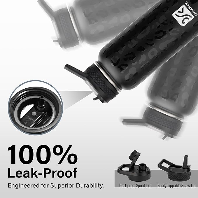 Insulated Water Bottle | Thickened Stainless Steel Vacuum Metal | Portable Sports Water Jug for Gym and Hiking with Straw, Carrier Bag, Handle Strap | BPA-Free 32 oz-FlexoryFit