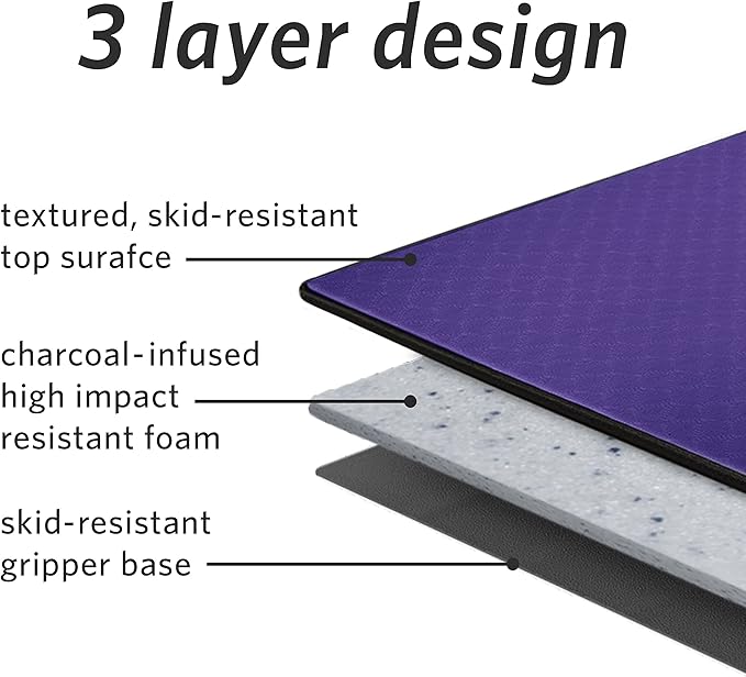 MICRODRY Deluxe Fitness Exercise Yoga Mat for Home & Gym, Extra Thick for High Impact Training, Multi Layered Skid Resistant Surface, Odor Neutralizing with Carrying Strap-FlexoryFit