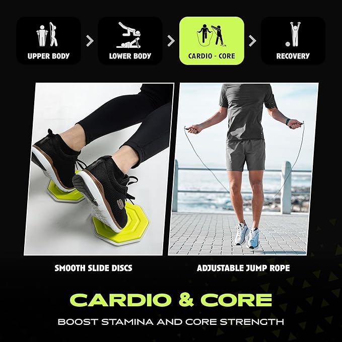 Ex Kit Home Gym Equipment with Carry Bag - 10Pcs Resistance Bands Kit with Handles, Door Anchor, Jump Rope, Booty Bands & More – Full Body Workout Bands Set for Strength, Cardio & Flexibility-FlexoryFit