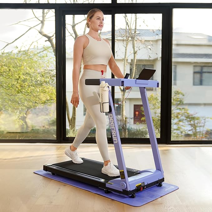 DeerRun Treadmills for Home with Incline and Handles, 3.5 HP Foldable Treadmill 350 LBS Weight Capacity for Small Spaces, Folding Running Machine with Smart APP-FlexoryFit