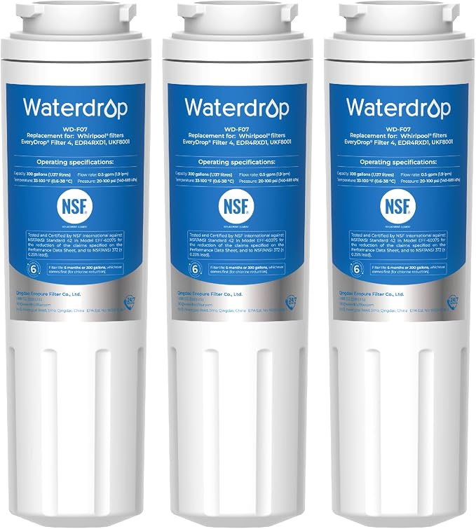 Waterdrop EDR4RXD1 Replacement for EveryDrop® Filter 4, Whirlpool® UKF8001 by Waterdrop