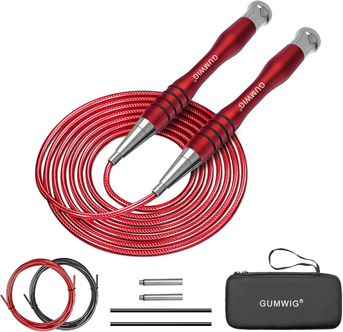 High Speed Jump Rope for Adults Men Women, Double Under Jumping Ropes for Workout Fitness Professional Training Boxing, Weighted Skipping Workout with Tang-free Cable, Stainless Steel Handle with Removable Counterweight Rob-FlexoryFit