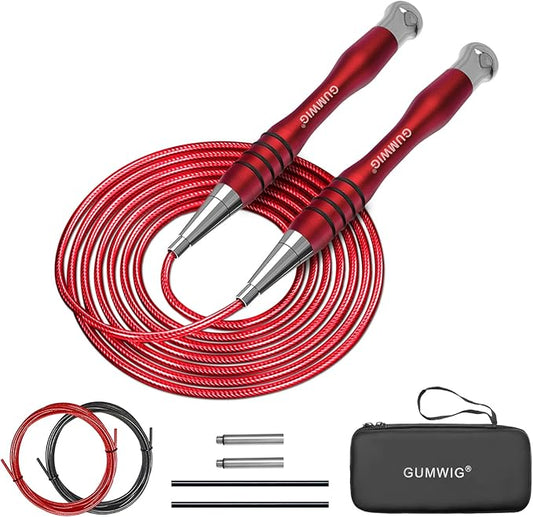 High Speed Jump Rope for Adults Men Women, Double Under Jumping Ropes for Workout Fitness Professional Training Boxing, Weighted Skipping Workout with Tang-free Cable, Stainless Steel Handle with Removable Counterweight Rob-FlexoryFit