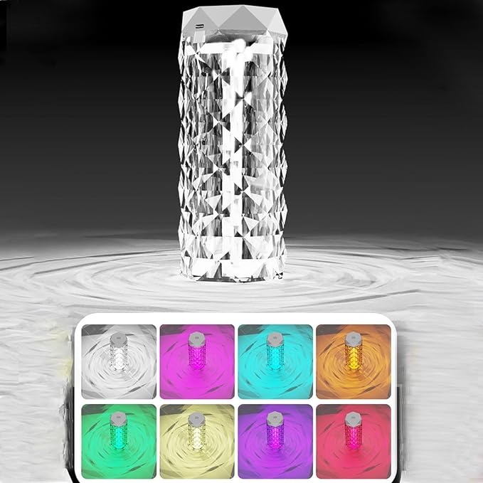 Small Air Humidifier Colorful Ambient Lighting Multi Faceted Prism Design for Car Home Room (1000ML)