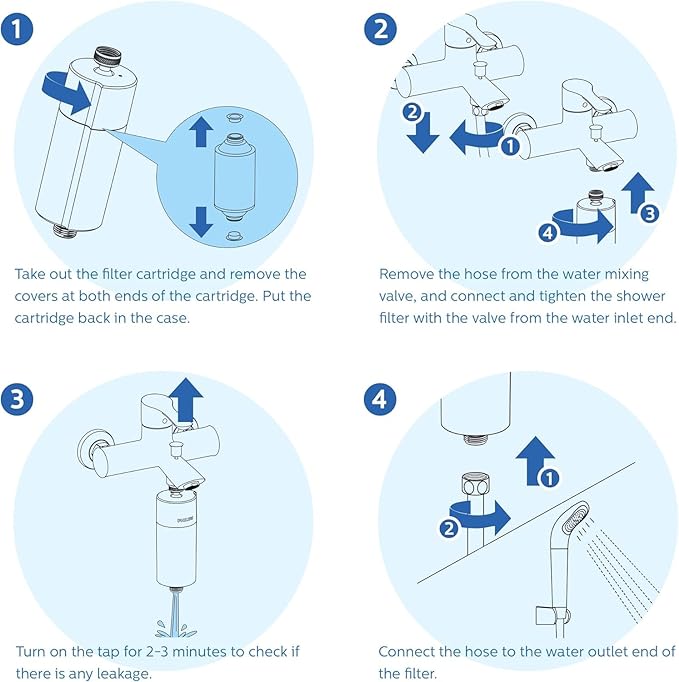 Philips Shower Filter, Water Softener for Hard Water Shower Head Filtration with Double Mesh & NSF Certified KDF Material, Reducing Chlorine/Impurities/Rust Sediments for Handheld Showerhead AWP1775CH