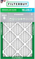 Filterbuy 16x25x1 Air Filter MERV 8 (MPR 700) Dust Defense Replacement (1-Pack), Electrostatic Pleated HVAC AC Furnace Filters, Made in USA (Actual Size: 15.50 x 24.50 x 0.75)