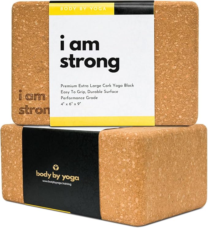 Premium Cork Yoga Blocks - Extra Large Yoga Block 2-Pack or Extra Tall 1-Pack for Inflexible Yogis | Natural, High-Density Cork for Superior Support & Stability | Optional Yoga Strap & Gift Box-FlexoryFit