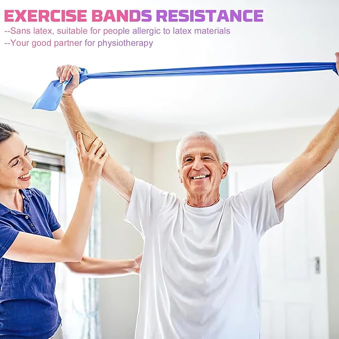 5 Pcs Resistance Bands, Professional Exercise Bands Elastic Stretch Bands for Fitness Yoga Pilates Stretching Strength Training, Workout Bands for Women and Men Home Gym-FlexoryFit