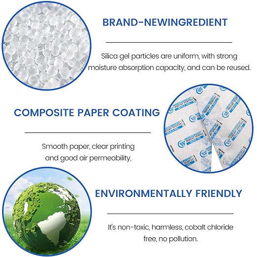 Silica Gel Packets, 20 Gram 15 Packs Dessicant Packets for Storage, Pure and Safe Silica Gel Desiccant Packs, Humidity Packs