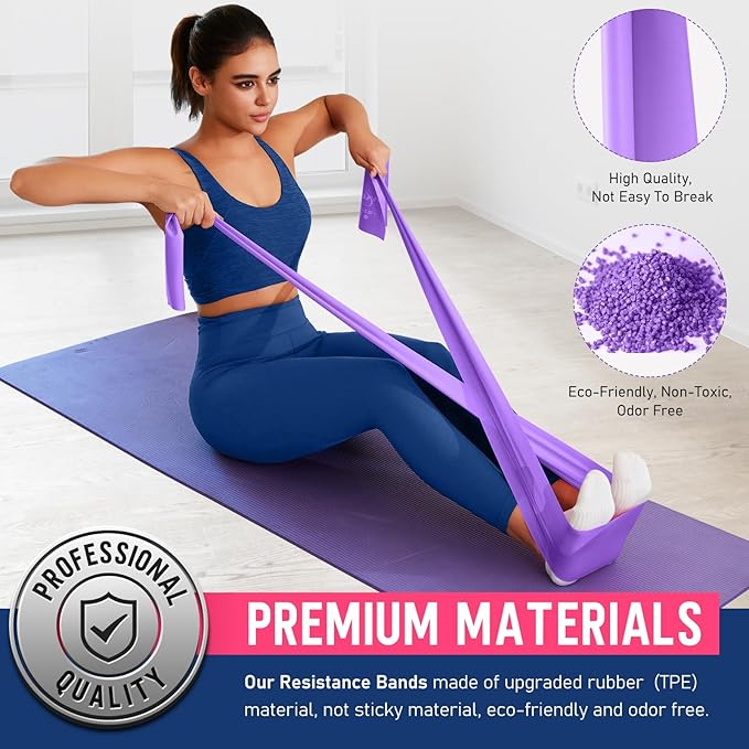 WALITO Resistance Bands for Working Out, Exercise Bands for Women and Men, Workout Bands for Physical Therapy, Stretch, Recovery, Pilates, Rehab, Strength Training and Home Gym-FlexoryFit