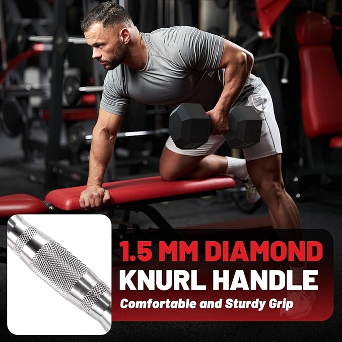 PAPABABE Hex Dumbbell Set 45-550 lb, Rubber Encased Home Gym Dumbbells, Weights Dumbbells for Women & Men, Hand Weight for Strength Training-FlexoryFit