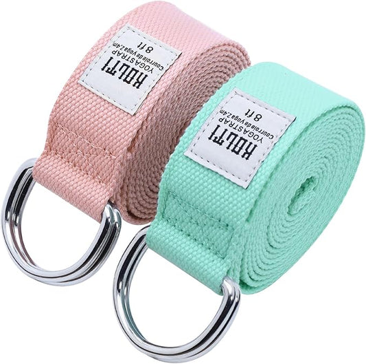 Yoga Exercise Adjustable Straps 8FT with Durable D-Ring for Pilates & Gym Workouts | Hold Poses, Stretch, Improve Flexibility & Maintain Balance-FlexoryFit