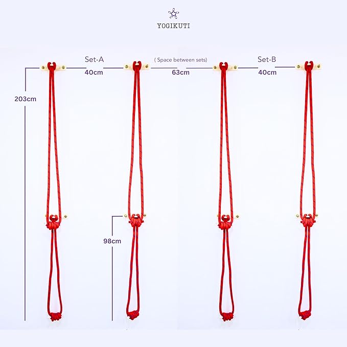 Yogikuti Iyengar Yoga Wall Rope Pair Premium Quality Cotton & Polyester Ropes for Restorative & Anti-Gravity Poses-FlexoryFit