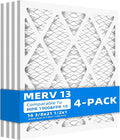 (4 Pack) 16 3/8x21 1/2x1 Furnace Air Filters, MPR 1900 & FPR 10, MERV 13 Pleated Air Filter (Actual Size: 16 3/8"x21 1/2"x3/4")