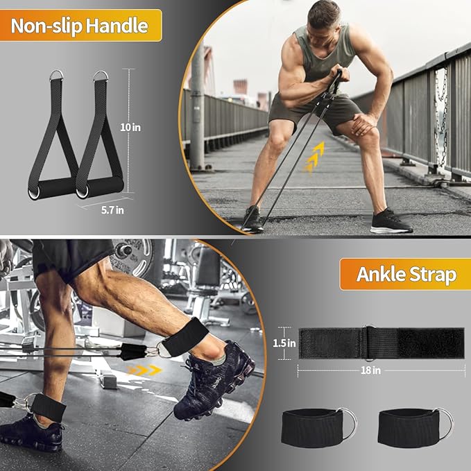 WHATAFIT Resistance Bands, Exercise Bands，Resistance Bands for Working Out, Work Out Bands with Handles for Men and Women Fitness, Strength Training Home Gym Equipment-FlexoryFit