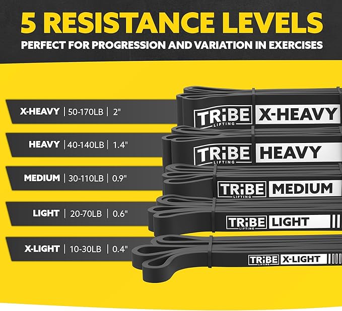 Long Resistance Bands for Working Out Men and Women - Set of 5 Pull-Up Bands, Rubber Handles and Door Anchor - Workout Bands Resistance for Men - Exercise Bands Resistance Bands Set-FlexoryFit