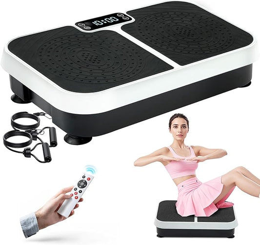 Homesy Vibration Plate Exercise Machine, Vibrating Plate for Lymphatic Drainage, Full Body Shaking Workout Fitness Platform Board, Sport Gym Equipment for Weight Loss Fat Burner for Women Men-FlexoryFit