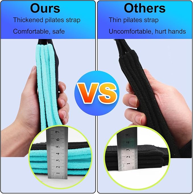 1 Pair Enhanced Pilates Double Loop Straps for Reformer, Thickened D-Ring Handle Straps, Yoga Exercise Accessories in 2 Lengths and Multicolor for Home Gym Workout-FlexoryFit