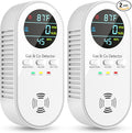 5-in-1 Carbon Monoxide Detectors, Natural Gas Leak Detector, Plug-in & Battery Backup Co Detector, HD Digital Display, CO Gas Temp Humidity Sensor, 2-Pcs, White