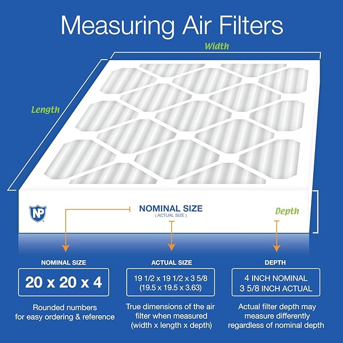Nordic Pure 20x20x4 (19_1/2 x 19_1/2 x 3_5/8) Pleated Air Filters MERV 15 Plus Carbon 6 Pack
