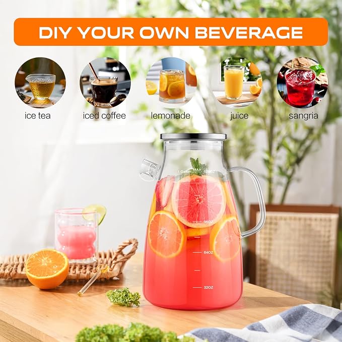 1 Gallon 128oz Glass Pitcher, Water Pitcher - Image 8