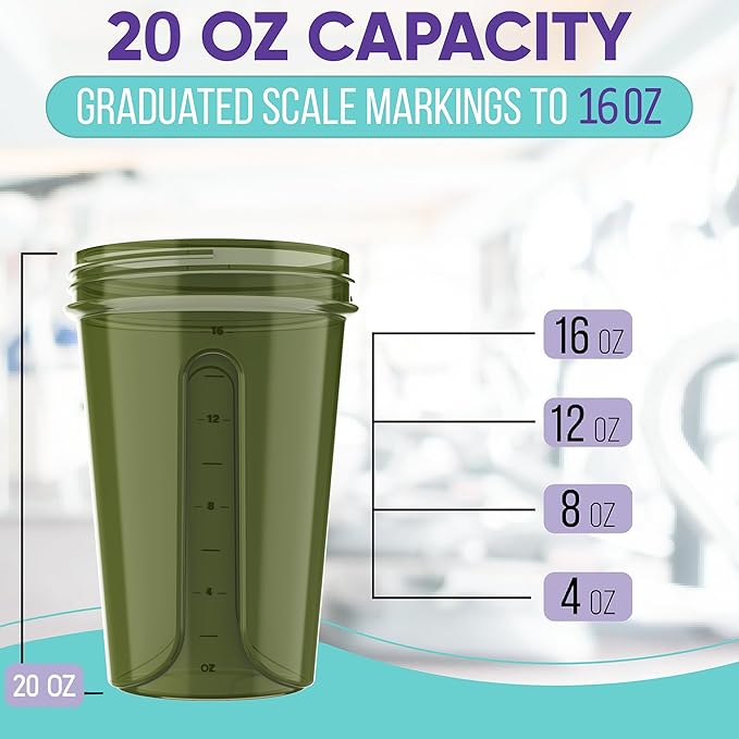 '-2 Pack- 20 oz Protein Shaker Bottles for Protein Mixes - 2x Wire Whisk | Leak Proof Shaker Cups for Protein Shakes and Pre Workout | Protein Shaker Bottle Pack-FlexoryFit