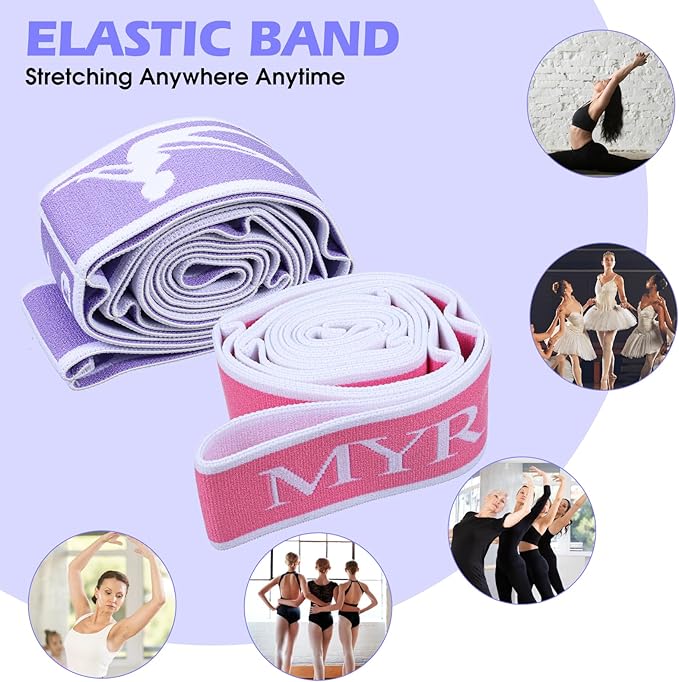2Pcs Stretching Strap for Kids, Elastic Yoga Straps with Loops for Stretching Equipment, Kids Stretch Band, Resistance Bands, Gymnastics Stretch Band for Trainer Gymnastics Training, Yoga, Latin-FlexoryFit