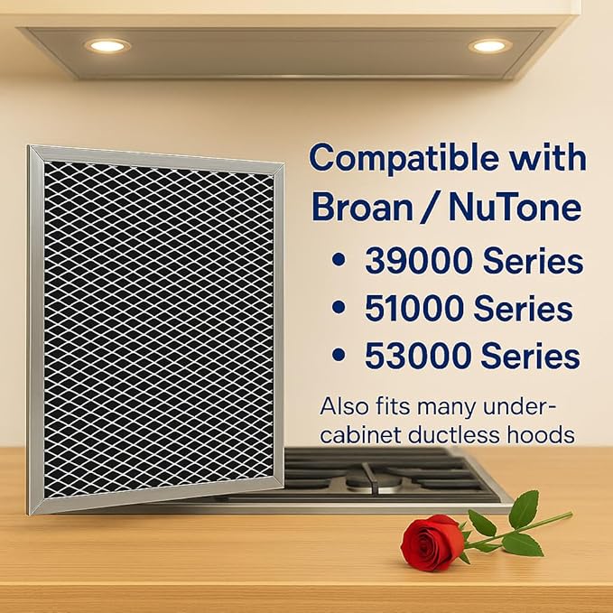 Charcoal Filter for Broan Range Hood – 8.75" x 10.5" x 3/8", Aluminum Mesh, Grease & Odor Replacement – 1 Pack