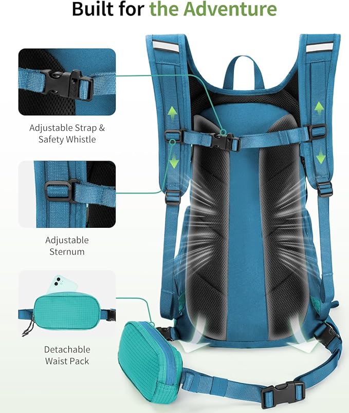 ECOHUB Hydration Backpack for Men Women, 20L Lightweight Hiking Daypack Cycling Backpack with 2L Water Bladder, Insulated Hydration Pack with Waist Pack-FlexoryFit