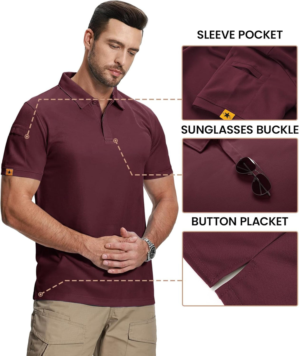 ZITY Mens 2 Pack Polo Shirts Short Sleeve Performance Sports Golf Shirt for Men Tactical Shirt
