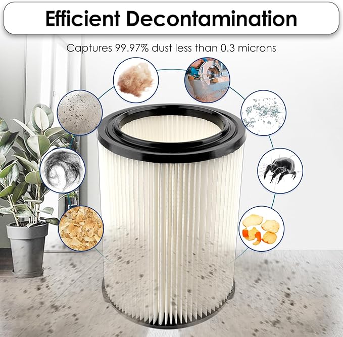 (3 Pack) VF4000 Replacement Cartridge Filter for VF4000 RIDGID 72947 Wet dry Vac 5 to 20 Gallon 6-9 Gal Husky Vacuum RV2400A RV2600B WD5500 WD0671 Vac, HEPA Filter 3 Pieces