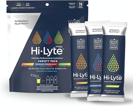 Hi-Lyte Pro Hydration Packets - 15 Individual Drink Packets | Variety Pack | Flavored Electrolyte Powder | Sugar-Free, Zero Carb, Zero Calorie-FlexoryFit