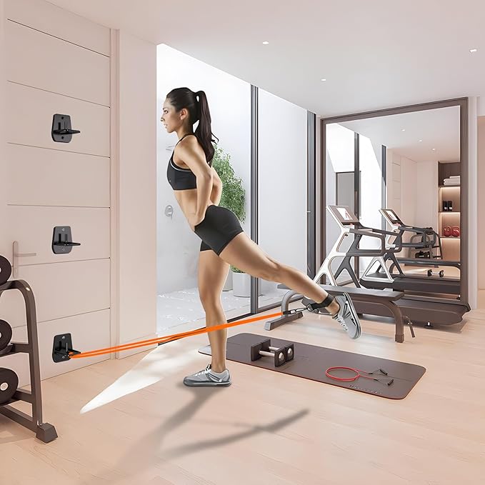 Resistance Band Wall Anchor, Squats Workout Equipment, 3PCS Resistance Band Anchor Mount System, Arm Workout at Home Fitness Equipment, Home Gym Wall Anchor for Strength Training, Physical Therapy-FlexoryFit