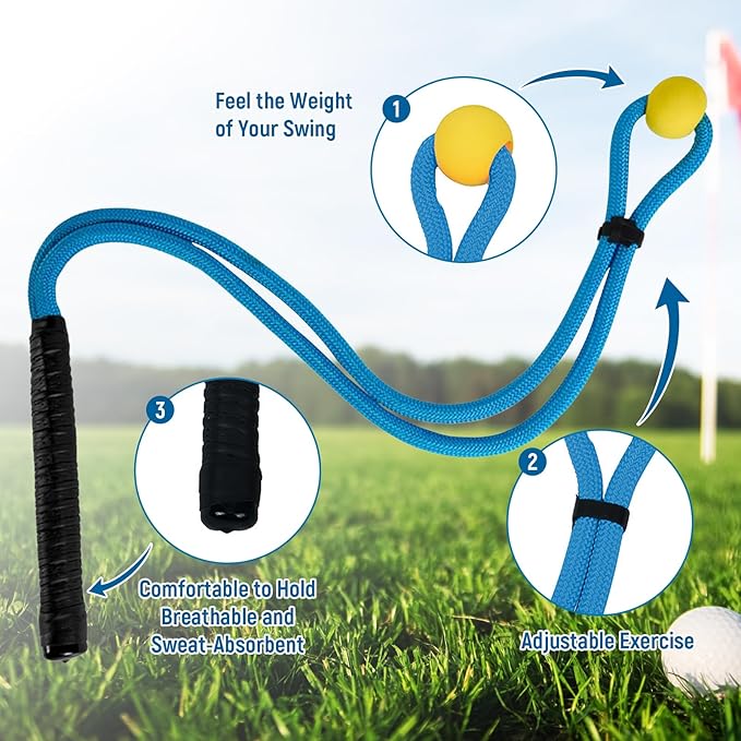 Golf Rope Swing Trainer, Golf Swing Training Aid, Golf Swing Trainer, Golf Training Aid, Golf Swing Trainers, Golf Speed Trainer, Can Improve Speed, Rhythm, Flexibility, and Strength-FlexoryFit