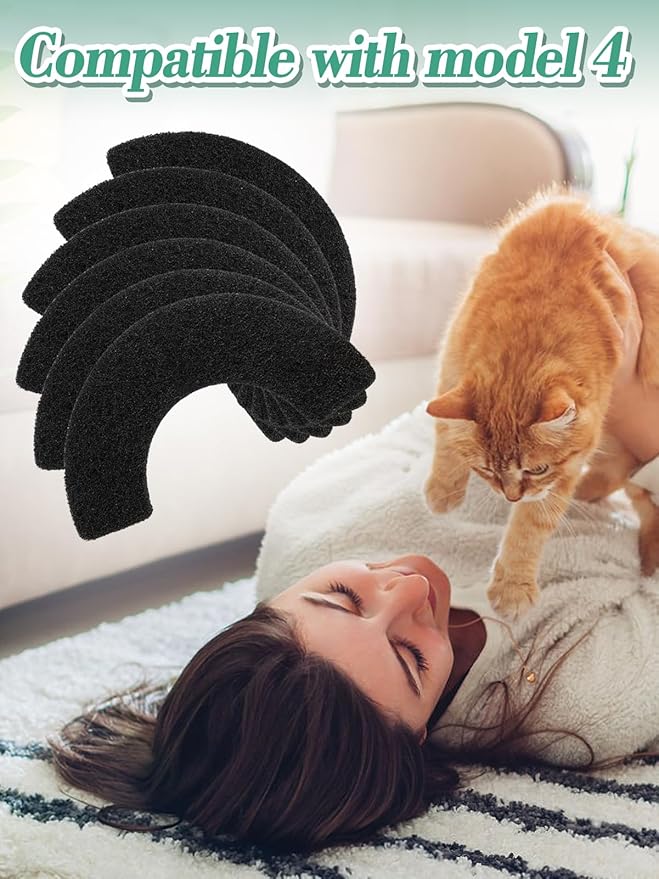 MEWTOGO 6 Pcs Carbon Filters for Cat Litter Box Robot 4 - Thickened and Durable Replacement Filters to Absorb Unpleasant Odors Control Damp from Pets and Keep Home Fresh
