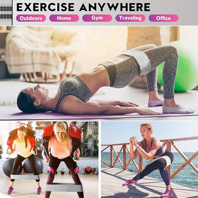 Renoj Resistance Bands, Yoga Starter Sets for Women and Men, 3 Set of Stretch Exercise Workout Bands for Booty Legs, Elastic Pilates Flexbands-FlexoryFit