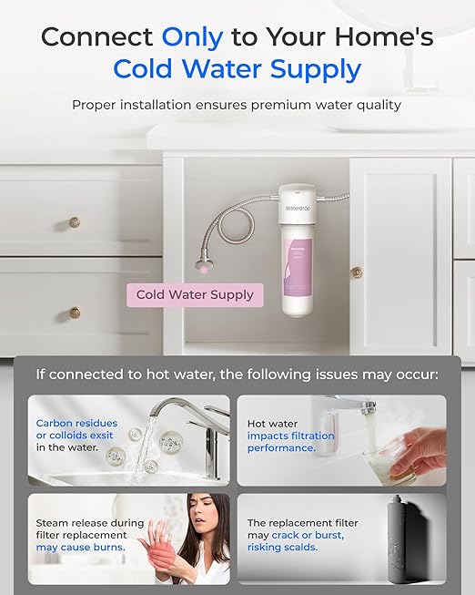 Waterdrop Water Filter for Bathroom for Face Care, Reduces Chlorine, Scale in Water, Reduces Skin Redness and Irritation, 4-Stage Filtration, WD-BFU2, for Cold Water Supply Only