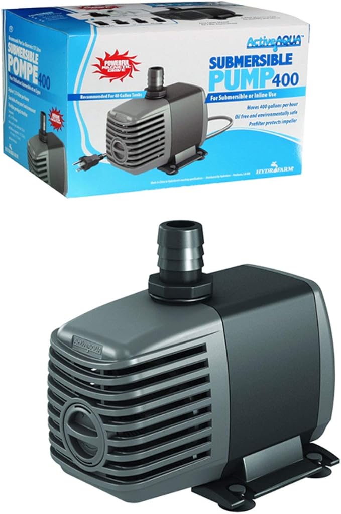 Hydrofarm Active Aqua Submersible Water Pump, 370 GPH