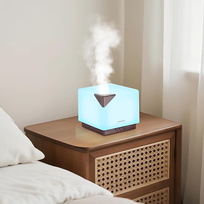 URPOWER 700ML Aromatherapy Essential Oil Diffuser, 700ml Large Ultrasonic Scent Diffusers Humidifier with Adjustable Mist Mode/4 Timer Settings/ 7 LED Light Colors for Home Office Study