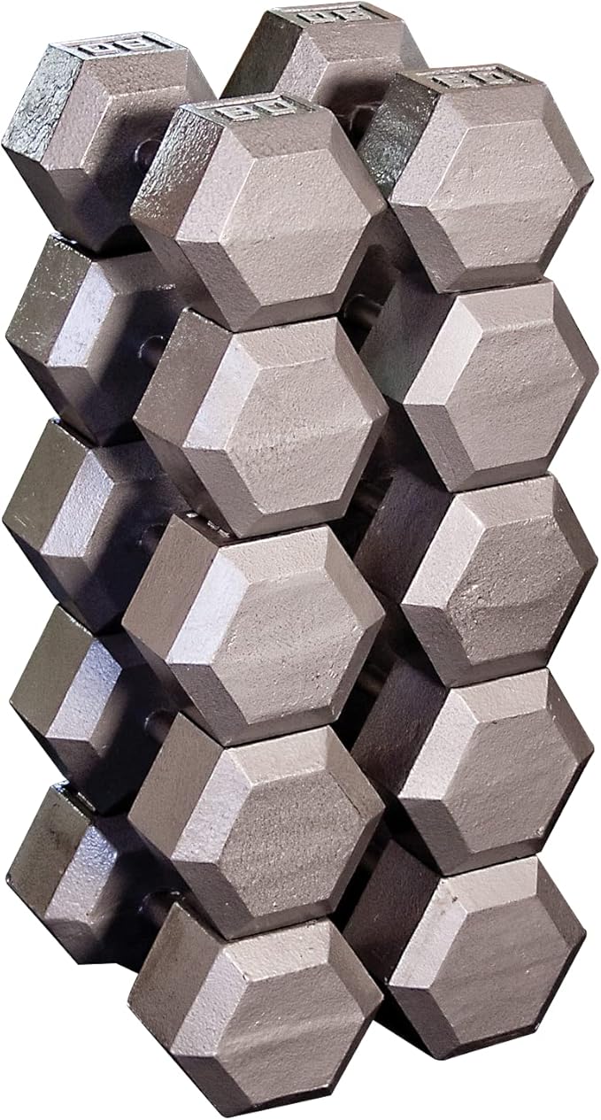 Body-Solid Cast Iron Hexagon Dumbbell, Hand Weights For Men and Women, Weight Dumbbells for Strength Training, Body Building Home Gym Training Gear-FlexoryFit