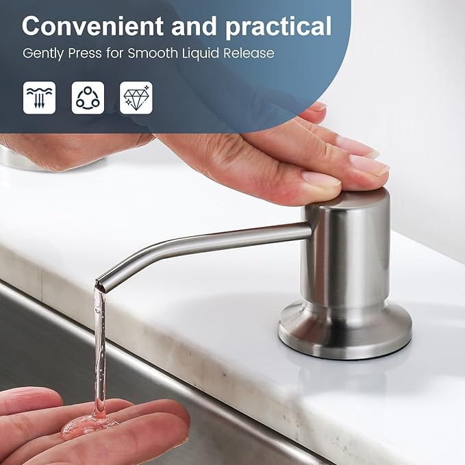 Kitchen Faucet with Pull Down Sprayer: ALEASHA Waterfall Kitchen Sink Faucet with 3 Function Pullout Sprayer, Single Hole for RV/Bar, 360° Swivel Faucets with Spout Soap Dispenser, Brushed Nickel